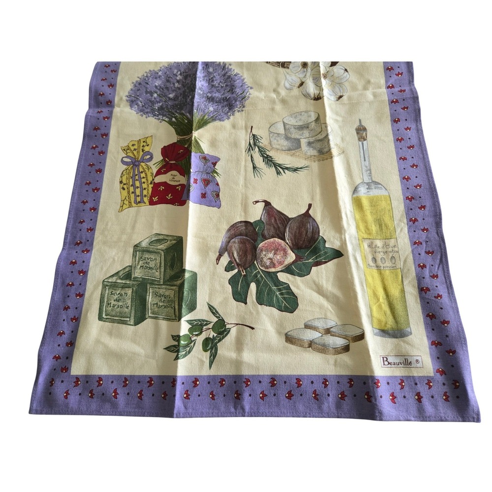 Beauville FRANCE 20x32 Tea Kitchen Towel French Country Lavender Cotton Linen